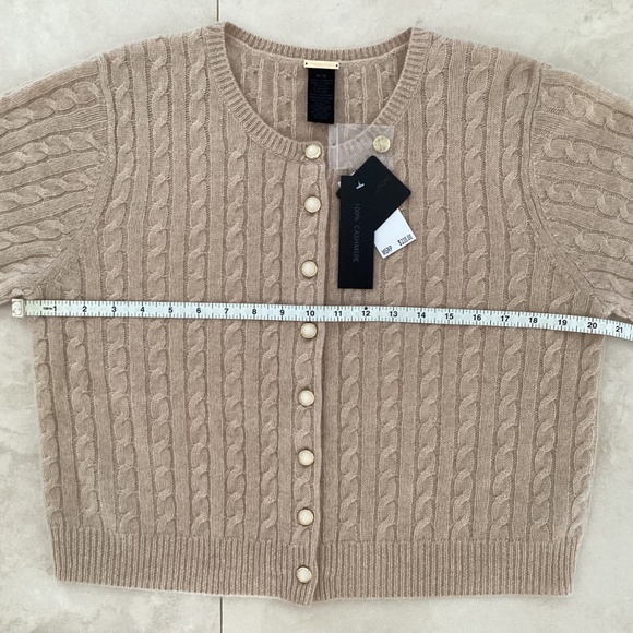 MAGASCHONI Beige 100% Cashmere Cable Knit Button Front Cardigan Sweater Top - Picture 9 of 12